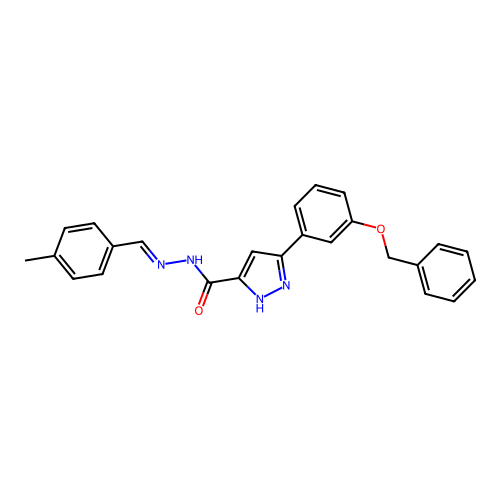 (E)-3-(3-(benzyloxy)phenyl)-N'-(4-methylbenzylidene)-1H-pyrazole-5-carbohydrazide structure