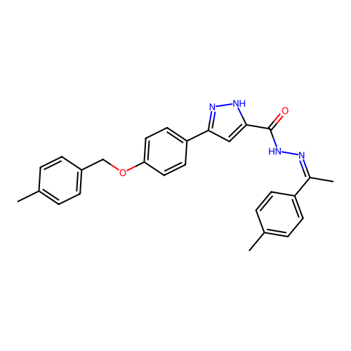 3-{4-[(4-methylbenzyl)oxy]phenyl}-N'-[(1Z)-1-(4-methylphenyl)ethylidene]-1H-pyrazole-5-carbohydrazide structure