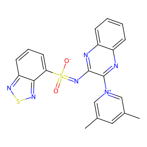 (benzo[c][1,2,5]thiadiazol-4-ylsulfonyl)(3-(3,5-dimethylpyridin-1-ium-1-yl)quinoxalin-2-yl)amide structure