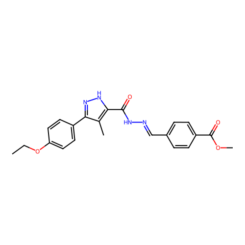 (E)-methyl 4-((2-(3-(4-ethoxyphenyl)-4-methyl-1H-pyrazole-5-carbonyl)hydrazono)methyl)benzoate structure