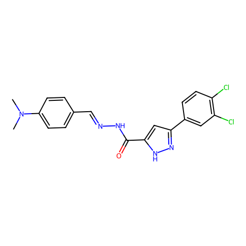 3-(3,4-dichlorophenyl)-N'-{(E)-[4-(dimethylamino)phenyl]methylidene}-1H-pyrazole-5-carbohydrazide structure