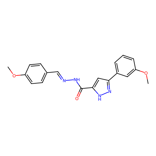 N'-(4-methoxybenzylidene)-3-(3-methoxyphenyl)-1H-pyrazole-5-carbohydrazide structure