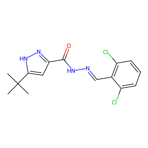 5-Tert-butyl-2H-pyrazole-3-carboxylic acid (2,6-dichloro-benzylidene)-hydrazide structure