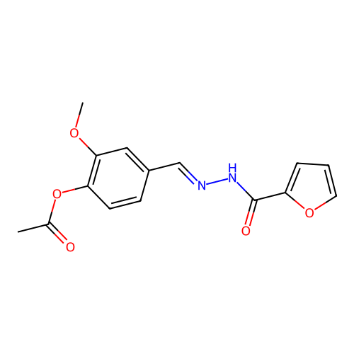 4-{(E)-[2-(furan-2-ylcarbonyl)hydrazinylidene]methyl}-2-methoxyphenyl acetate structure