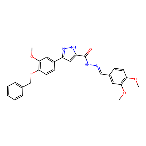 3-[4-(benzyloxy)-3-methoxyphenyl]-N'-[(E)-(3,4-dimethoxyphenyl)methylidene]-1H-pyrazole-5-carbohydrazide structure