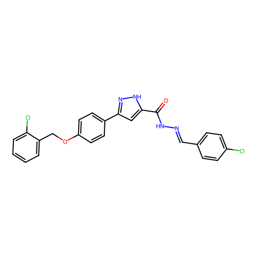 N'-(4-CL-Benzylidene)-3-(4-((2-chlorobenzyl)oxy)PH)-1H-pyrazole-5-carbohydrazide structure
