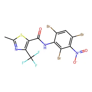 2-Methyl-N-(2,4,6-tribromo-3-nitrophenyl)-4-(trifluoromethyl)-1,3-thiazole-5-carboxamide structure