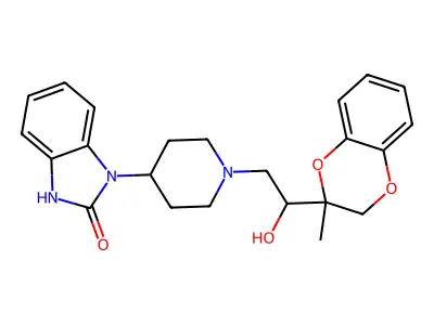 2H-Benzimidazol-2-one, 1,3-dihydro-1-(1-(2-(2,3-dihydro-2-methyl-1,4-benzodioxin-2-yl)-2-hydroxyethyl)-4-piperidinyl)-, (+-)- structure