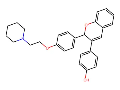 2-(4-(2-piperidinoethoxy)phenyl)-3-(4-hydroxyphenyl)-2H-1-benzopyran structure
