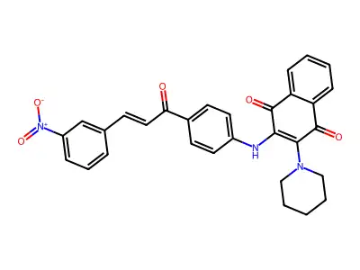 2-[[4-[3-(3-Nitrophenyl)-1-oxo-2-propen-1-yl]phenyl]amino]-3-(1-piperidinyl)-1,4-naphthalenedione structure