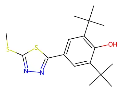 2,6-Di(tert-butyl)-4-[5-(methylsulfanyl)-1,3,4-thiadiazol-2-yl]benzenol structure