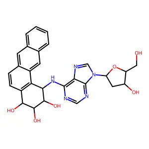 (1S,2S,3S,4R)-1-[[9-[(2R,4S,5R)-4-hydroxy-5-(hydroxymethyl)oxolan-2-yl]purin-6-yl]amino]-1,2,3,4-tetrahydrobenzo[a]anthracene-2,3,4-triol structure