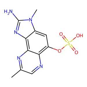 3H-Imidazo(4,5-f)quinoxalin-5-ol, 2-amino-3,8-dimethyl-, hydrogen sulfate (ester) structure