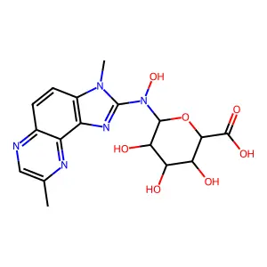 beta-D-Glucopyranuronic acid, 1-deoxy-1-((3,8-dimethyl-3H-imidazo(4,5-f)quinoxalin-2-yl)hydroxyamino)- structure