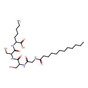 Myristoyl-glycyl-seryl-seryl-lysine structure