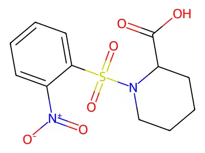 (2S)-1-(2-nitrophenyl)sulfonylpiperidine-2-carboxylic acid structure