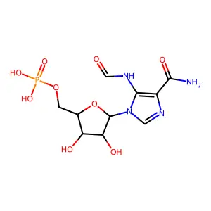 5-甲酰胺基-1-(5-磷酸-D-核糖基)咪唑-4-甲酰胺二阴离子 structure