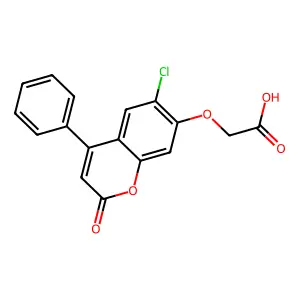 [(6-chloro-2-oxo-4-phenyl-2H-chromen-7-yl)oxy]acetic acid structure