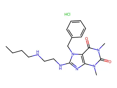 7-Benzyl-8-(2-n-butylaminoethyl)aminotheophylline HCl structure