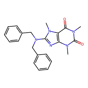 1H-Purine-2,6-dione, 3,7-dihydro-8-(bis(phenylmethyl)amino)-1,3,7-trimethyl- structure
