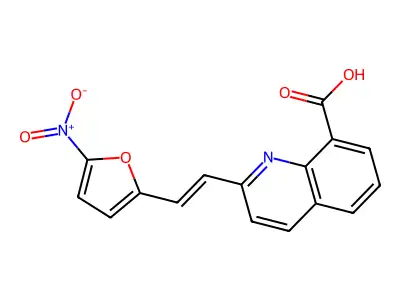 2-[2-(5-Nitrofuran-2-yl)ethenyl]quinoline-8-carboxylic acid structure