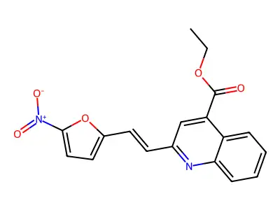 Ethyl 2-[2-(5-nitrofuran-2-yl)ethenyl]quinoline-4-carboxylate structure