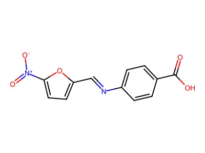 Benzoic acid, 4-[[(5-nitro-2-furanyl)methylene]amino]- structure