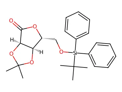 (3AR,6R,6aR)-6-(((tert-butyldiphenylsilyl)oxy)methyl)-2,2-dimethyldihydrofuro[3,4-d][1,3]dioxol-4(3aH)-one structure