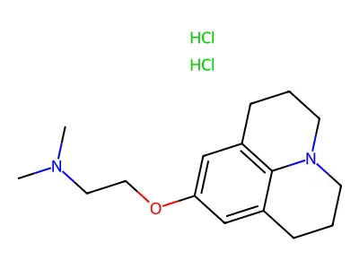 Ethanamine, N,N-dimethyl-2-((2,3,6,7-tetrahydro-1H,5H-benzo(ij)quinolizin-9-yl)oxy)-, dihydrochloride structure