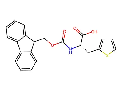 2-((((9H-fluoren-9-yl)methoxy)carbonyl)amino)-3-(thiophen-2-yl)propanoic acid structure