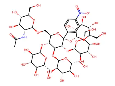 4-Nitrophenyl-3(5)-O-N-acetylglucosaminyl-maltopentaoside structure