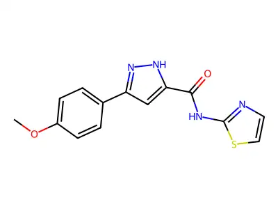1H-Pyrazole-3-carboxamide, 5-(4-methoxyphenyl)-N-2-thiazolyl- structure