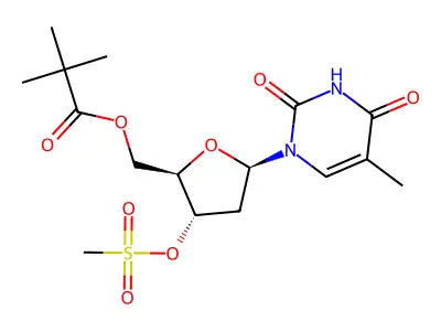 [(2R,3S,5R)-5-(5-methyl-2,4-dioxopyrimidin-1-yl)-3-methylsulfonyloxyoxolan-2-yl]methyl 2,2-dimethylpropanoate structure
