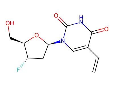 2',3'-Dideoxy-5-ethenyl-3'-fluorouridine structure