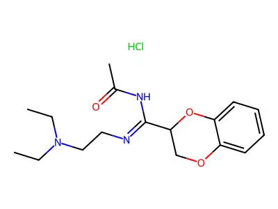 Acetamide, N-(((2-(diethylamino)ethyl)amino)(2,3-dihydro-1,4-benzodioxin-2-yl)methylene)-, monohydrochloride structure