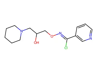 N-(2-hydroxy-3-piperidin-1-ylpropoxy)pyridine-3-carboximidoyl chloride structure