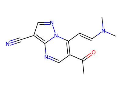 6-Acetyl-7-[2-(dimethylamino)ethenyl]pyrazolo[1,5-a]pyrimidine-3-carbonitrile structure