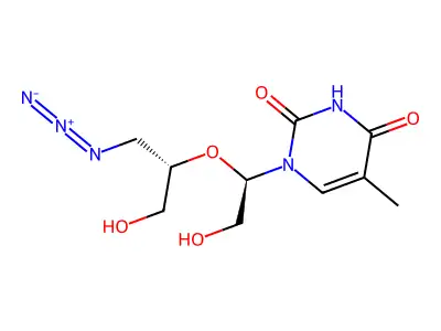 3'-Azido-3'-deoxy-2',3'-seco-2'-hydroxythymidine structure