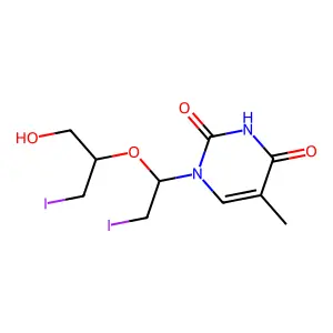 2',3'-Dideoxy-2',3'-diiodo-2',3'-secothymidine structure