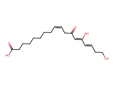 14,18-Dihydroxy-12-oxooctadeca-9,13,15-trienoic acid structure