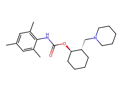 Carbamic acid, (2,4,6-trimethylphenyl)-, 2-(1-piperidinylmethyl)cyclohexyl ester, trans- structure