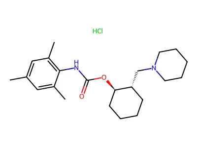 Carbamic acid, (2,4,6-trimethylphenyl)-, 2-(1-piperidinylmethyl)cyclohexyl ester, monohydrochloride, trans- structure