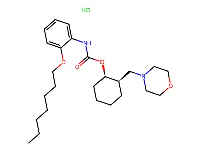 Carbamic acid, (2-(heptyloxy)phenyl)-, 2-(4-morpholinylmethyl)cyclohexyl ester, monohydrochloride, cis- structure