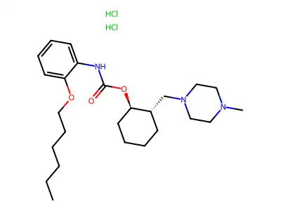 Carbamic acid, (2-(hexyloxy)phenyl)-, 2-((4-methyl-1-piperazinyl)methyl)cyclohexyl ester, dihydrochloride, monohydrate, trans- structure