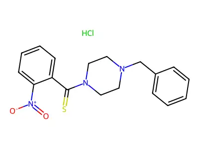 Piperazine, 1-((2-nitrophenyl)thioxomethyl)-4-(phenylmethyl)-, monohydrochloride structure