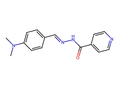 p-Dimethylaminobenzaldehyde isonicotinoylhydrazone structure