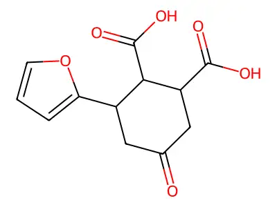 3-(Furan-2-yl)-5-oxocyclohexane-1,2-dicarboxylic acid structure