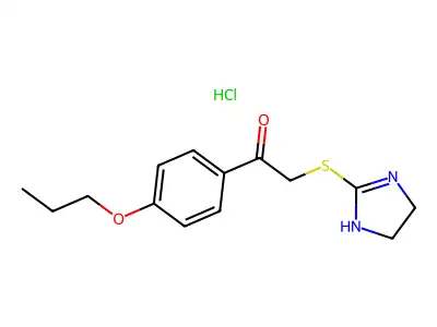 Acetophenone, 2-(2-imidazolin-2-ylthio)-4'-propoxy-, monohydrochloride structure