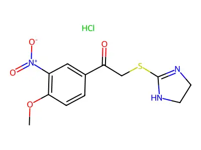 Acetophenone, 2-(2-imidazolin-2-ylthio)-4'-methoxy-3'-nitro-, monohydrochloride structure
