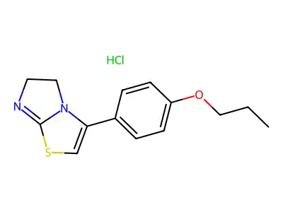 Imidazo(2,1-b)thiazole, 5,6-dihydro-3-(4-propoxyphenyl)-, monohydrochloride structure
